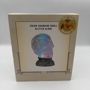 Cracker Barrel Color Changing Skull Glitter Globe Halloween Decor LED Light Up